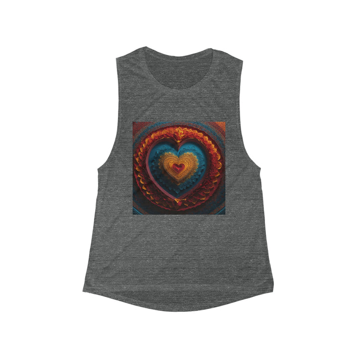 Infinite Layered Love - Women's Flowy Scoop Muscle Tank - Tank Top - g(0D·IO) - S - Asphalt Slub -