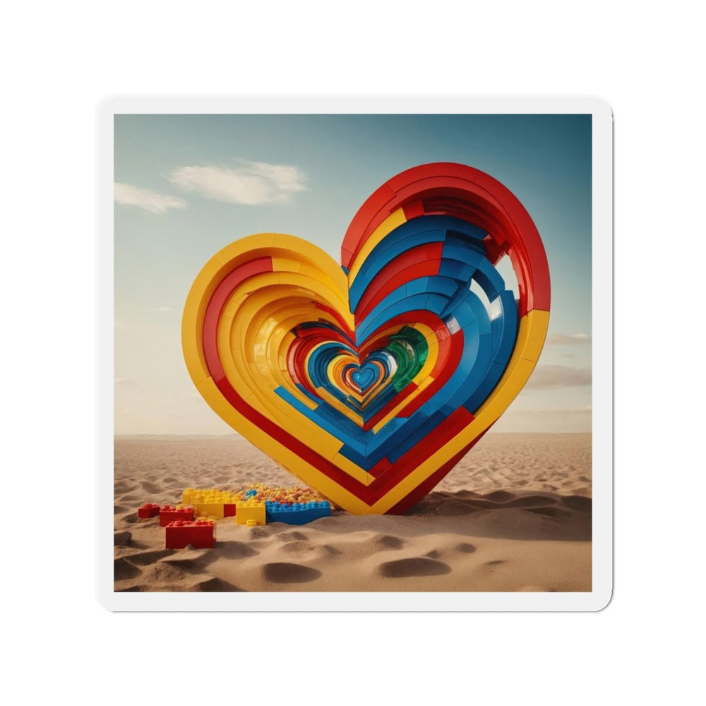 Infinite LEGO Love - Die-cut Magnet - Home Decor - g(0D·IO) - 3" x 3" - Die-Cut - 1 pc