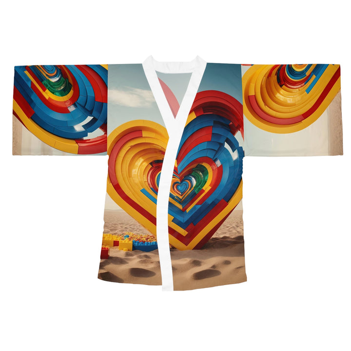 Infinite LEGO Love - Long Sleeve Kimono Robe - All Over Prints - g(0D·IO) - XS - White -