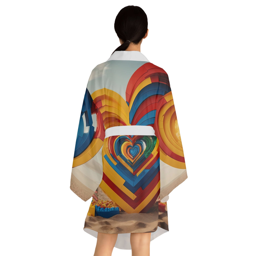 Infinite LEGO Love - Long Sleeve Kimono Robe - All Over Prints - g(0D·IO) - XS - Black -