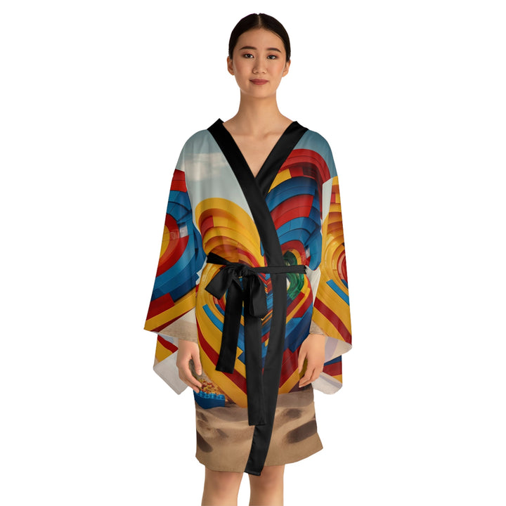 Infinite LEGO Love - Long Sleeve Kimono Robe - All Over Prints - g(0D·IO) - XS - Black -