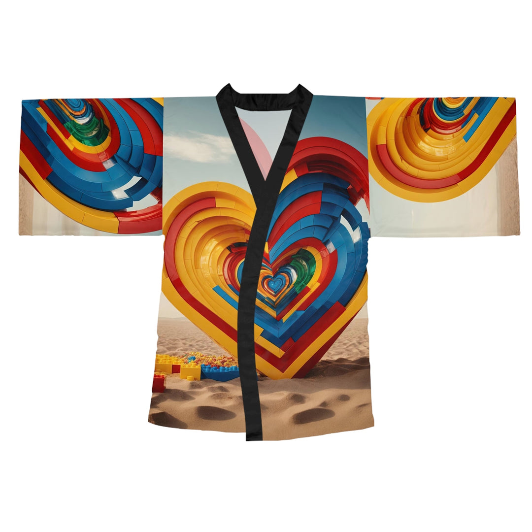 Infinite LEGO Love - Long Sleeve Kimono Robe - All Over Prints - g(0D·IO) - XS - Black -