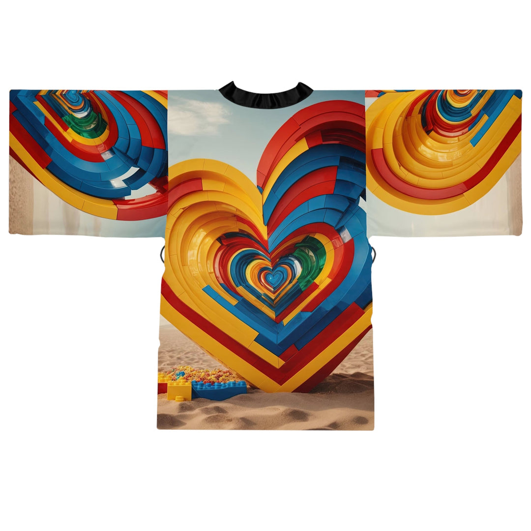 Infinite LEGO Love - Long Sleeve Kimono Robe - All Over Prints - g(0D·IO) - XS - Black -