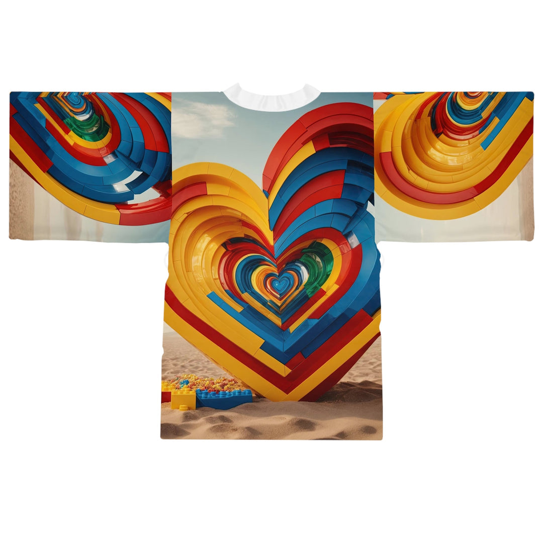 Infinite LEGO Love - Long Sleeve Kimono Robe - All Over Prints - g(0D·IO) - XS - Black -