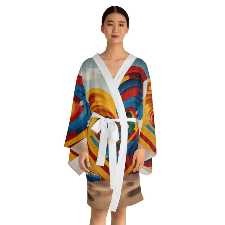 Infinite LEGO Love - Long Sleeve Kimono Robe - All Over Prints - g(0D·IO) - XS - Black -