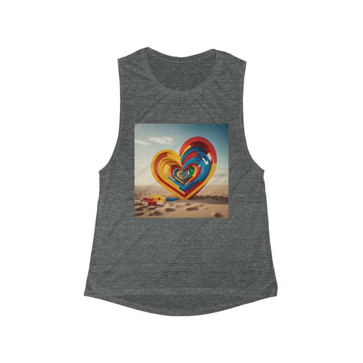 Infinite LEGO Love - Women's Flowy Scoop Muscle Tank - Tank Top - g(0D·IO) - S - Asphalt Slub -