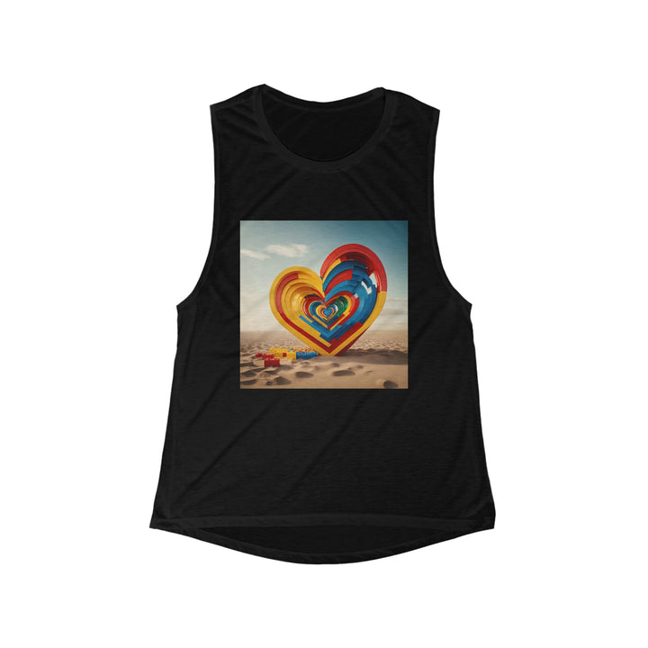 Infinite LEGO Love - Women's Flowy Scoop Muscle Tank - Tank Top - g(0D·IO) - S - Black -