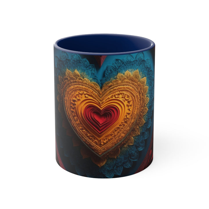 Infinite Love Mandala - Accent Coffee Mug - Mug - g(0D·IO) - Navy - 11oz -