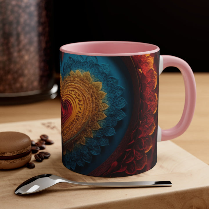 Infinite Love Mandala - Accent Coffee Mug - Mug - g(0D·IO) - Pink - 11oz -