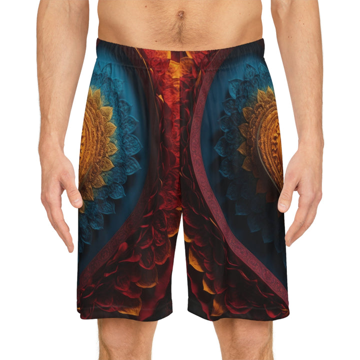 Infinite Love Mandala - AOP Basketball Shorts - All Over Prints - g(0D·IO) - Seam thread color automatically matched to design - XS -