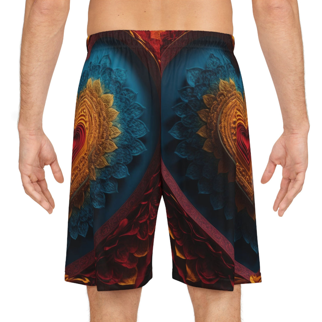 Infinite Love Mandala - AOP Basketball Shorts - All Over Prints - g(0D·IO) - Seam thread color automatically matched to design - XS -