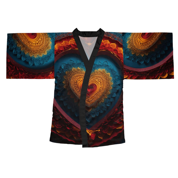 Infinite Love Mandala - Long Sleeve Kimono Robe - All Over Prints - g(0D·IO) - XS - Black -