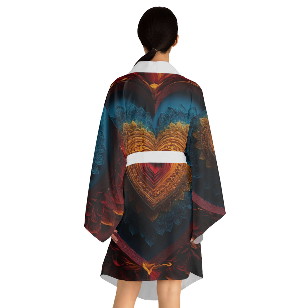 Infinite Love Mandala - Long Sleeve Kimono Robe - All Over Prints - g(0D·IO) - XS - Black -