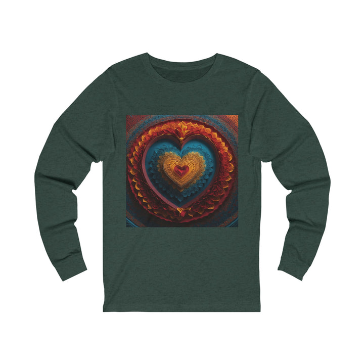 Infinite Love Mandala - Unisex Jersey Long Sleeve Tee - Long-sleeve - g(0D·IO) - S - Heather Forest -