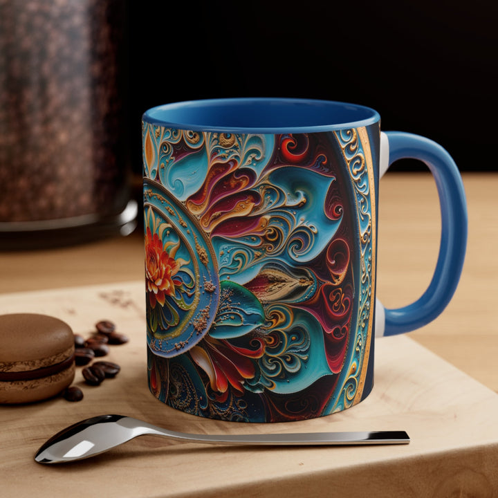 Intricate Floral Mandala - Accent Coffee Mug - Mug - g(0D·IO) - Pink - 11oz -