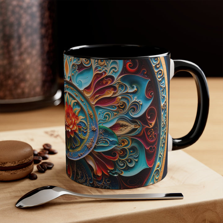 Intricate Floral Mandala - Accent Coffee Mug - Mug - g(0D·IO) - Pink - 11oz -