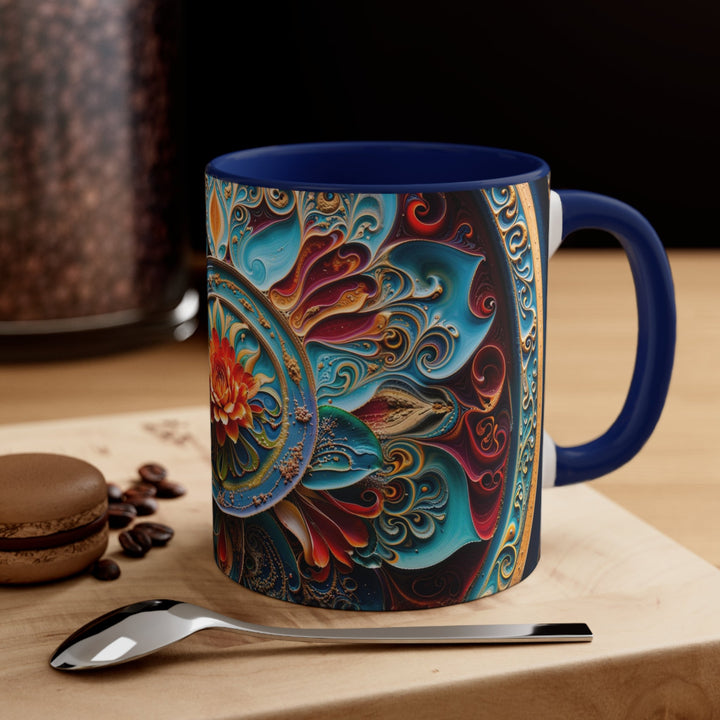 Intricate Floral Mandala - Accent Coffee Mug - Mug - g(0D·IO) - Pink - 11oz -