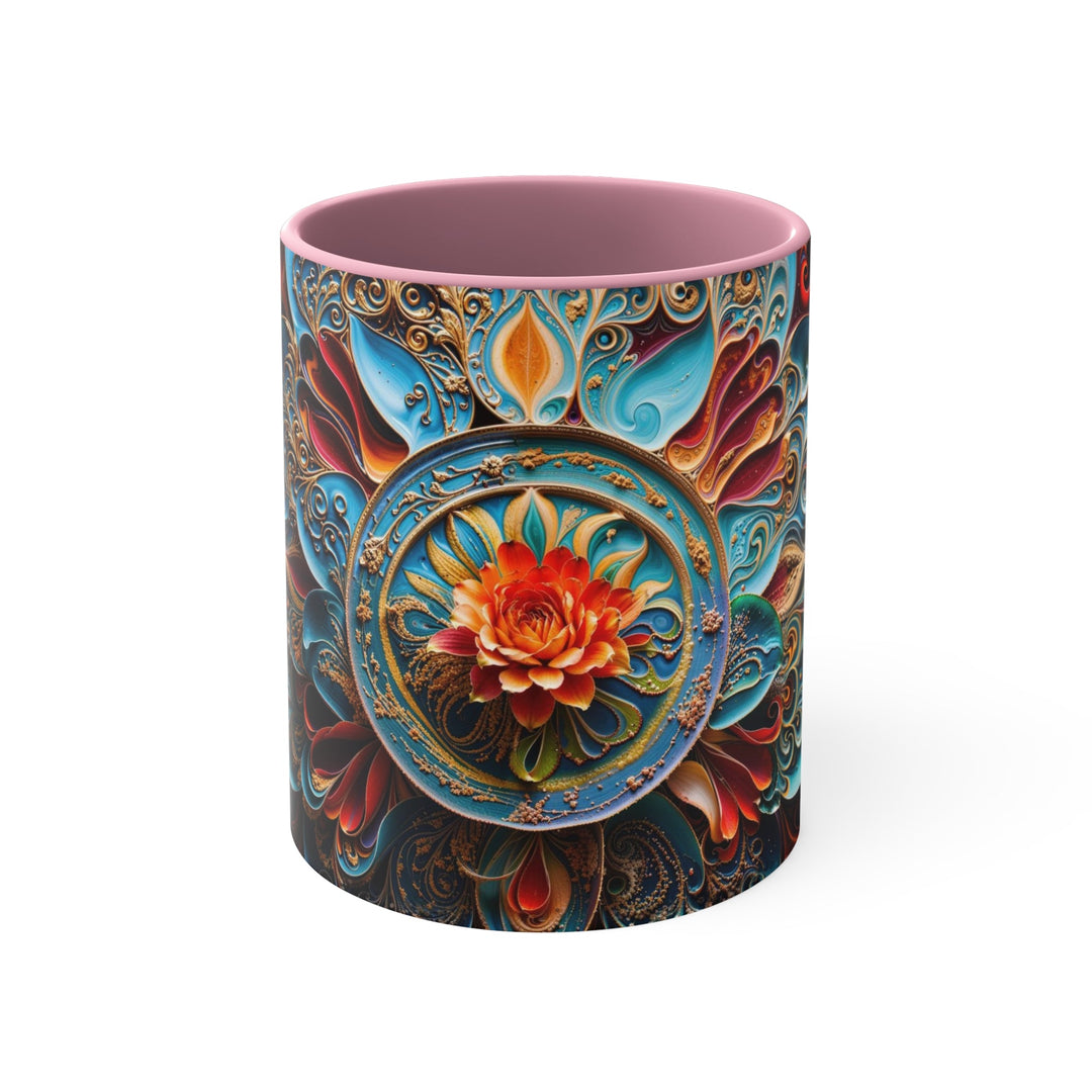 Intricate Floral Mandala - Accent Coffee Mug - Mug - g(0D·IO) - Pink - 11oz -