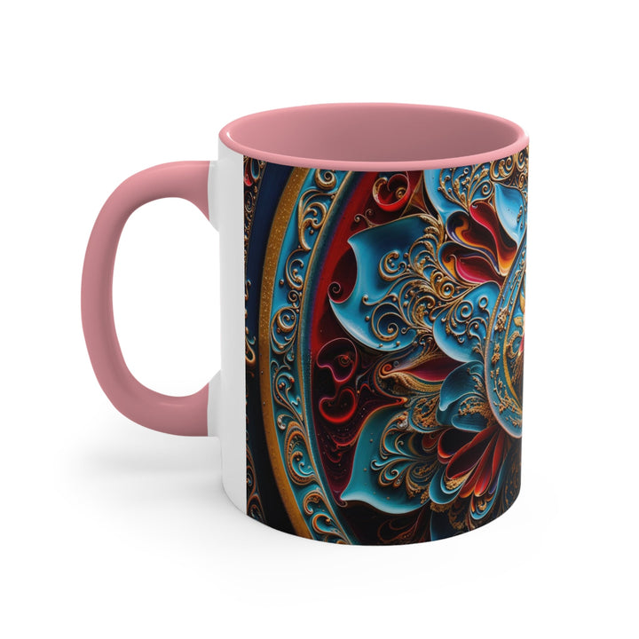 Intricate Floral Mandala - Accent Coffee Mug - Mug - g(0D·IO) - Pink - 11oz -