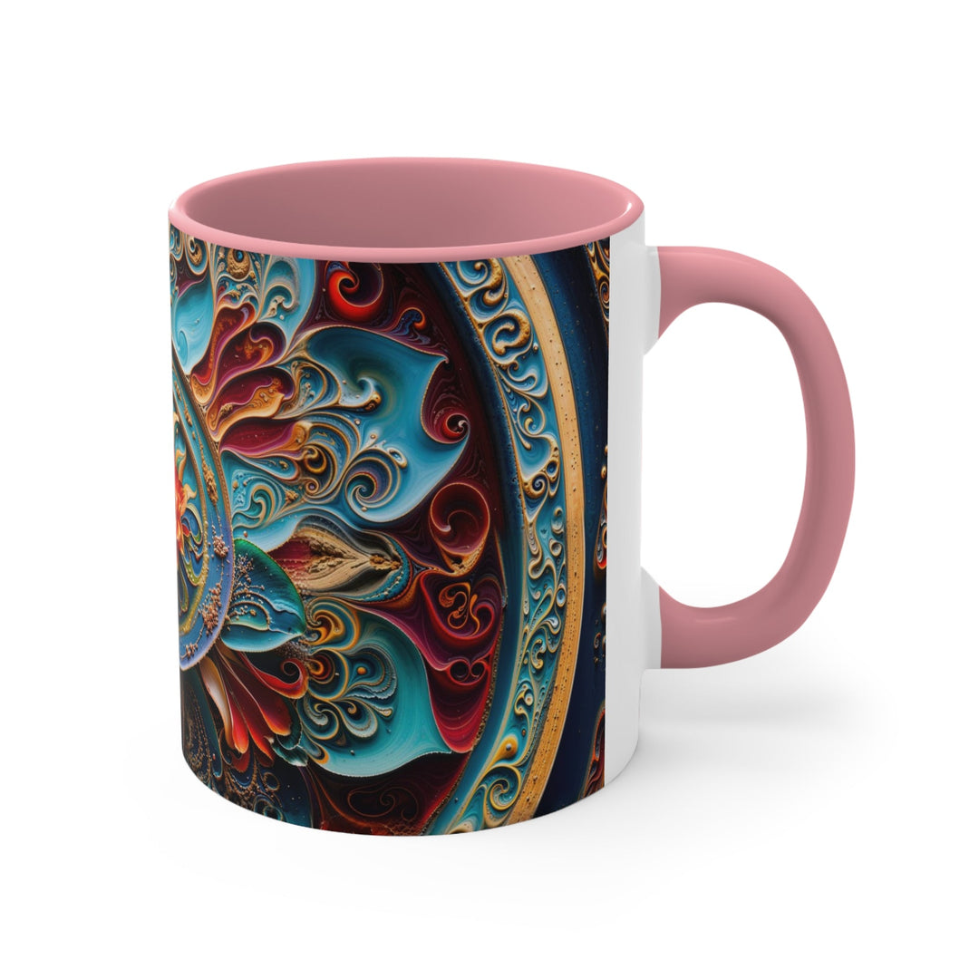 Intricate Floral Mandala - Accent Coffee Mug - Mug - g(0D·IO) - Pink - 11oz -