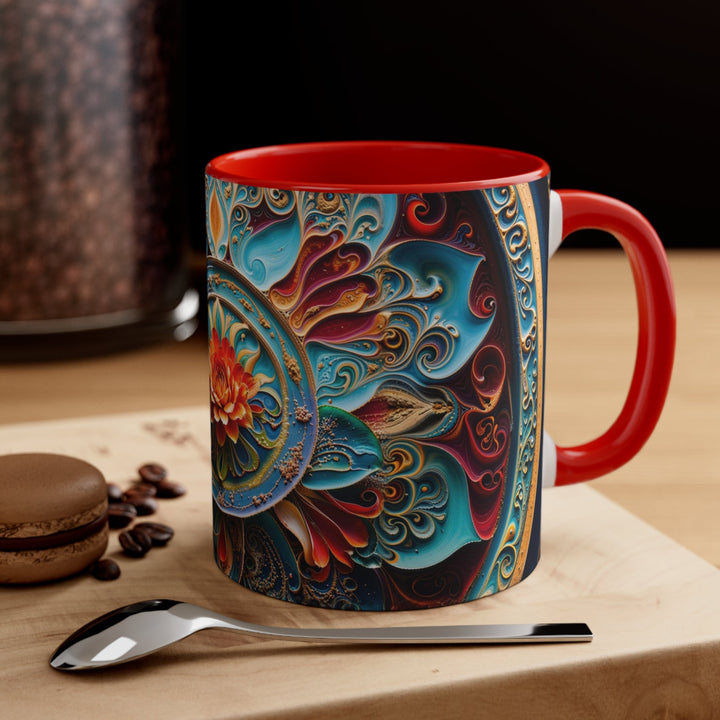 Intricate Floral Mandala - Accent Coffee Mug - Mug - g(0D·IO) - Pink - 11oz -