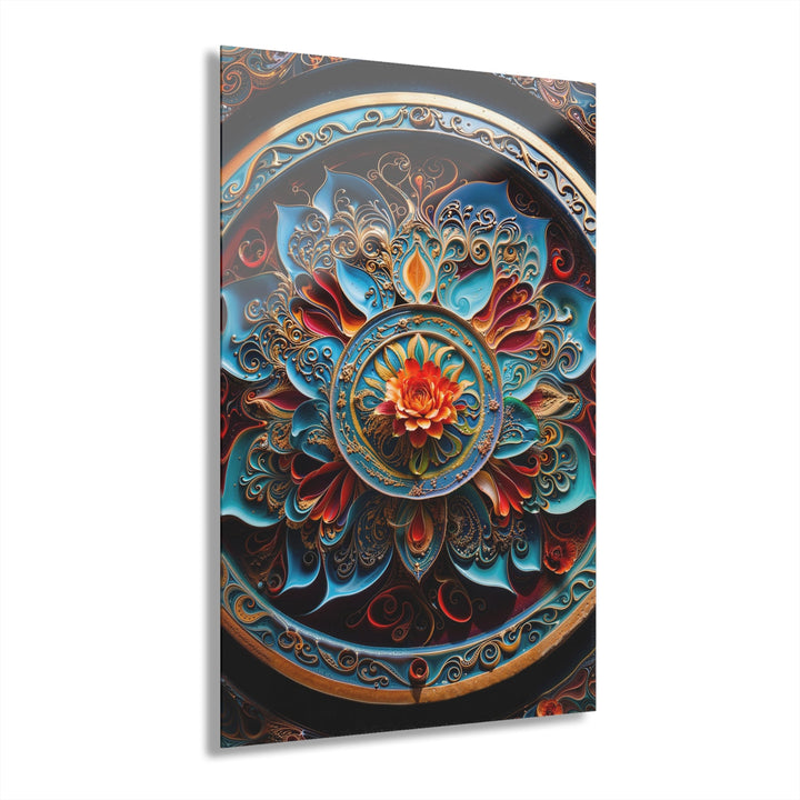 Intricate Floral Mandala - Acrylic Prints (French Cleat Hanging) - Home Decor - g(0D·IO) - 24" x 36" (Vertical) - 0.25'' -