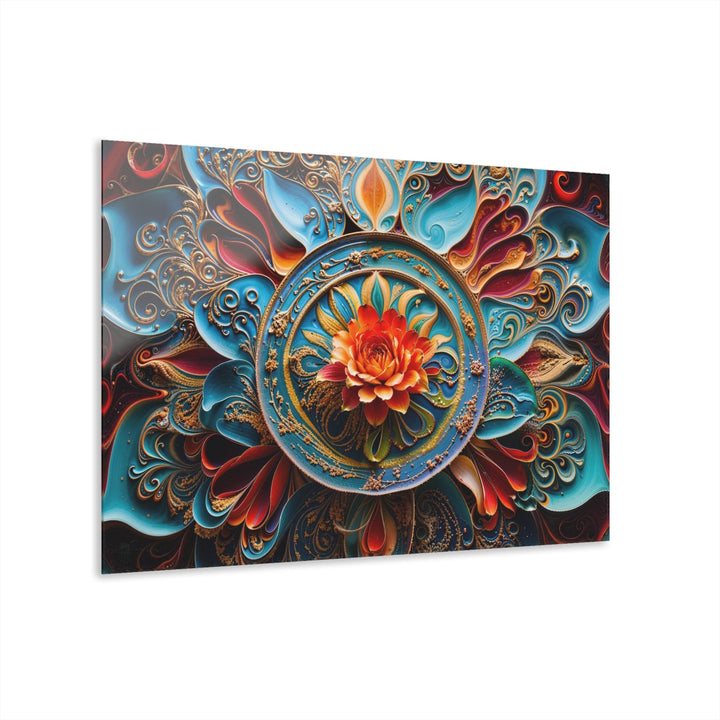 Intricate Floral Mandala - Acrylic Prints (French Cleat Hanging) - Home Decor - g(0D·IO) - 36" x 24" (Horizontal) - 0.25'' -