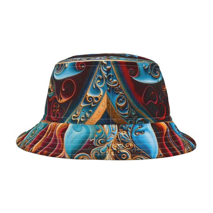 Intricate Floral Mandala - Bucket Hat - Hats - g(0D·IO) - Large - White stitching -