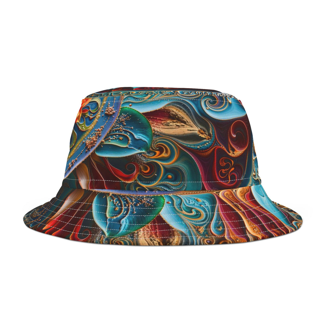 Intricate Floral Mandala - Bucket Hat - Hats - g(0D·IO) - Large - White stitching -