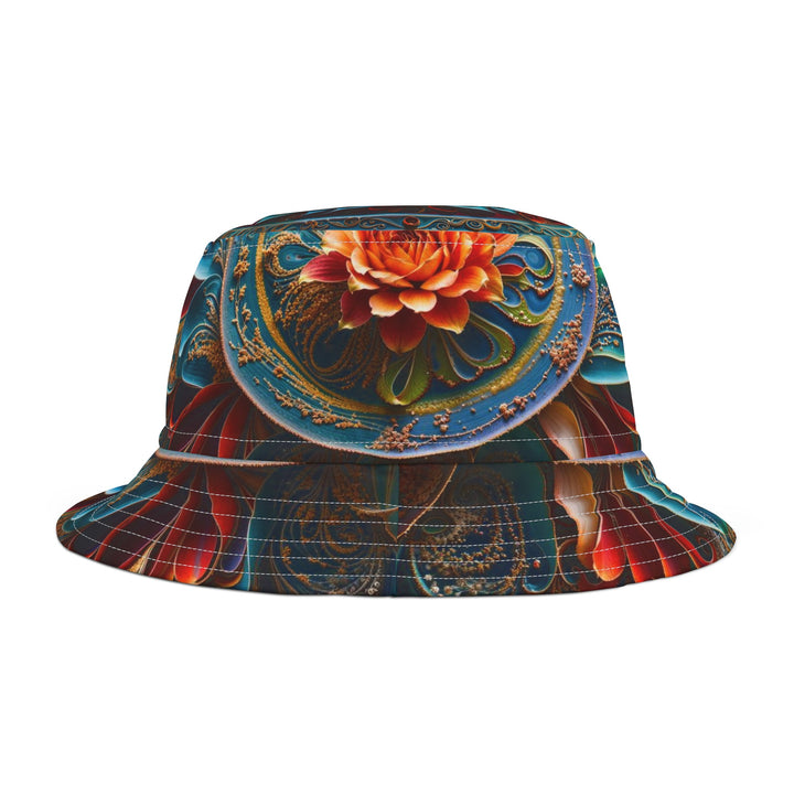 Intricate Floral Mandala - Bucket Hat - Hats - g(0D·IO) - Large - White stitching -