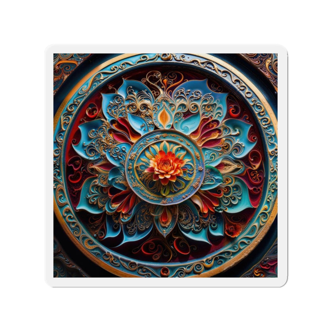 Intricate Floral Mandala - Die-cut Magnet - Home Decor - g(0D·IO) - 2" x 2" - Die-Cut - 1 pc