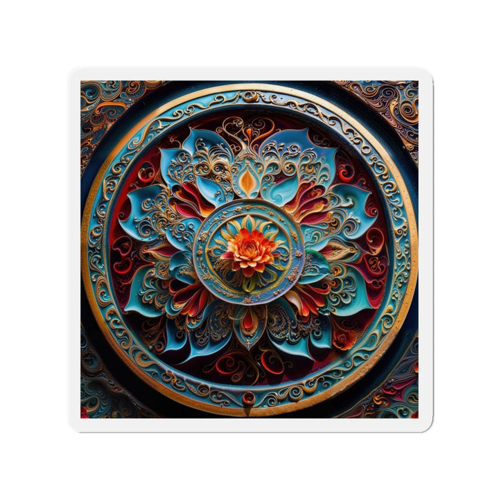 Intricate Floral Mandala - Die-cut Magnet - Home Decor - g(0D·IO) - 4" x 4" - Die-Cut - 1 pc