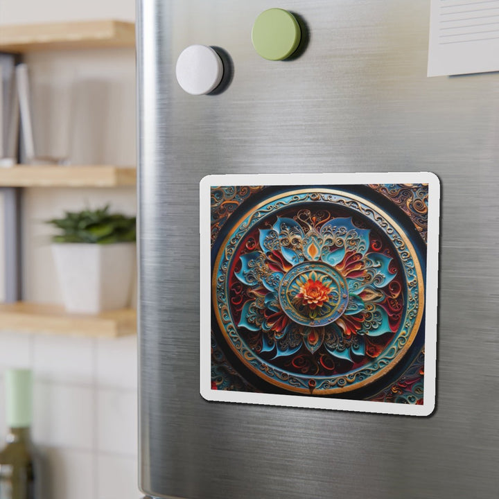 Intricate Floral Mandala - Die-cut Magnet - Home Decor - g(0D·IO) - 6 × 6" - Die-Cut - 1 pc
