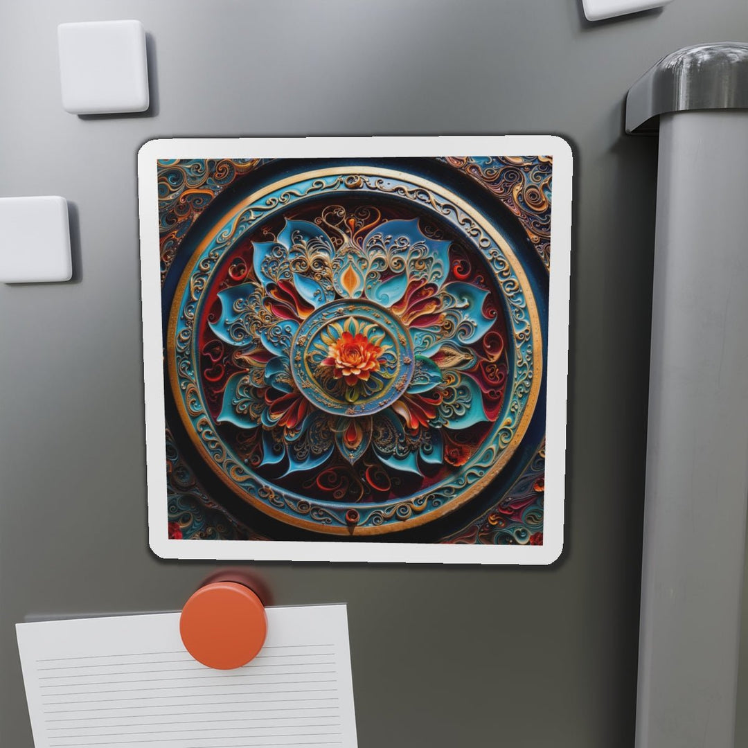 Intricate Floral Mandala - Die-cut Magnet - Home Decor - g(0D·IO) - 6 × 6" - Die-Cut - 1 pc