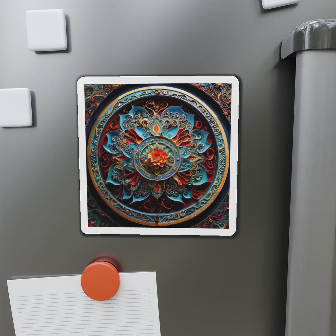 Intricate Floral Mandala - Die-cut Magnet - Home Decor - g(0D·IO) - 6 × 6" - Die-Cut - 1 pc