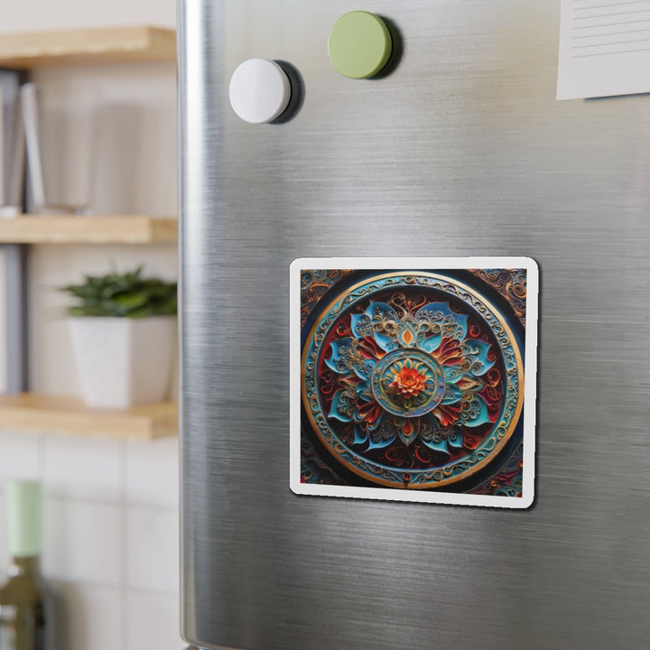 Intricate Floral Mandala - Die-cut Magnet - Home Decor - g(0D·IO) - 6 × 6" - Die-Cut - 1 pc