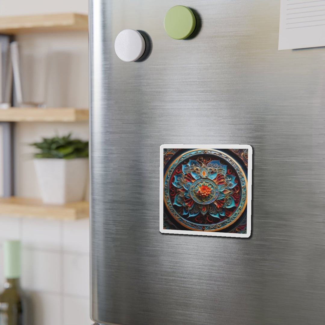 Intricate Floral Mandala - Die-cut Magnet - Home Decor - g(0D·IO) - 6 × 6" - Die-Cut - 1 pc