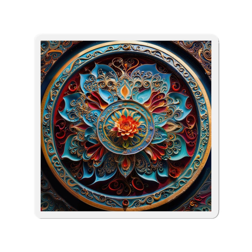 Intricate Floral Mandala - Die-cut Magnet - Home Decor - g(0D·IO) - 3" x 3" - Die-Cut - 1 pc