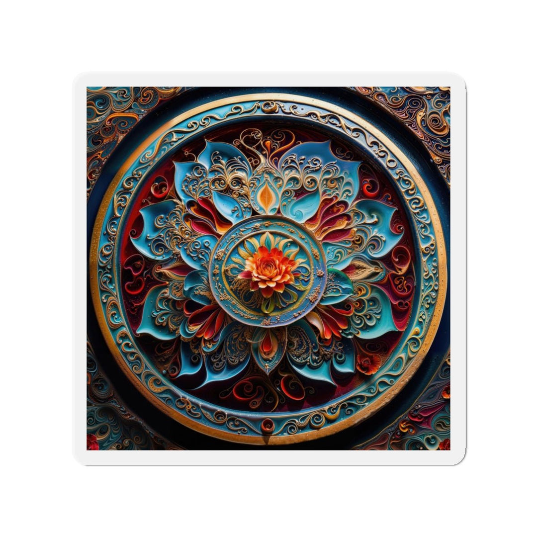 Intricate Floral Mandala - Die-cut Magnet - Home Decor - g(0D·IO) - 5" x 5" - Die-Cut - 1 pc