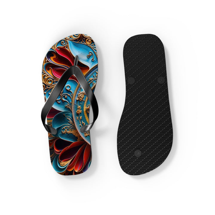 Intricate Floral Mandala - Flip Flops - Shoes - g(0D·IO) - XL - Black sole -