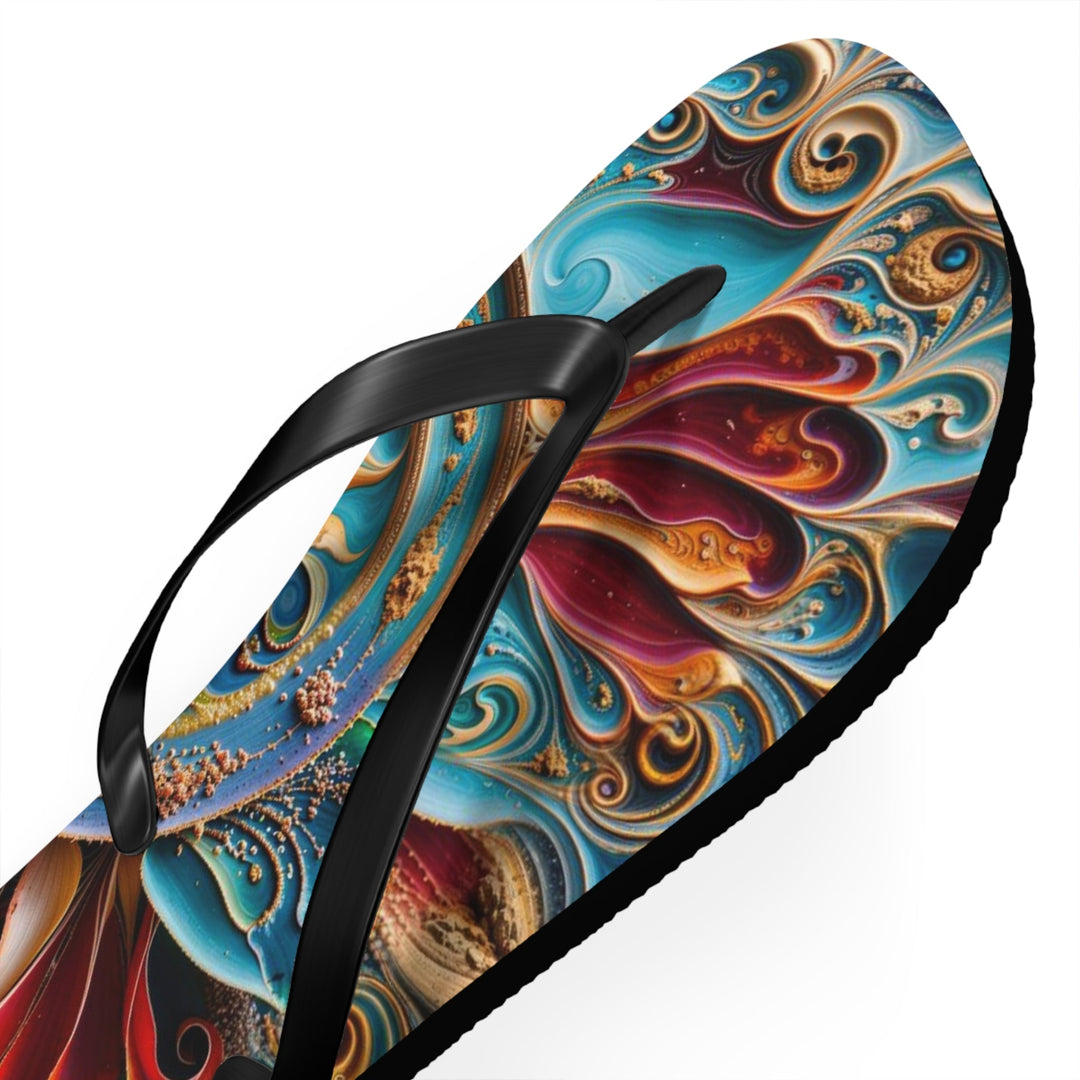 Intricate Floral Mandala - Flip Flops - Shoes - g(0D·IO) - XL - Black sole -