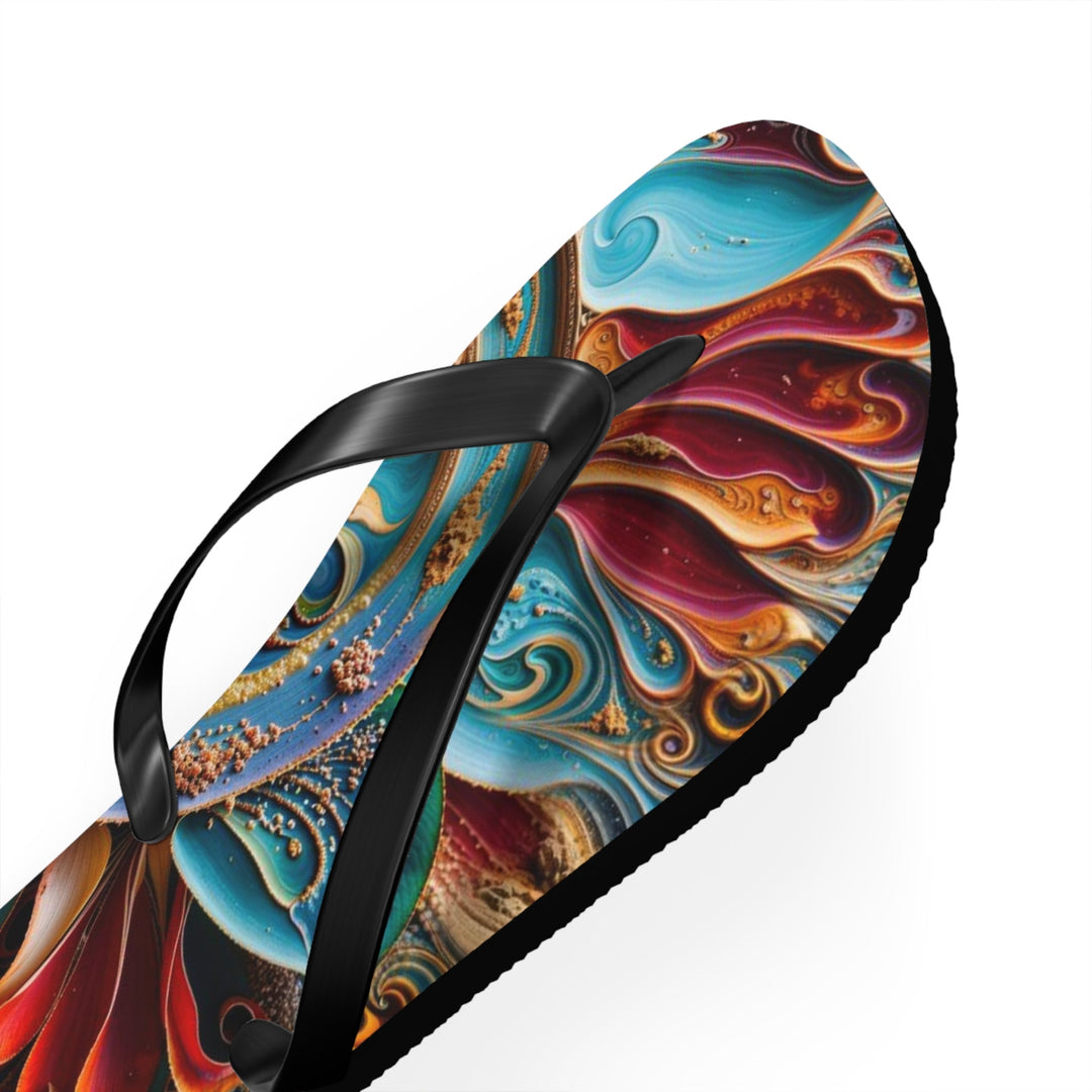 Intricate Floral Mandala - Flip Flops - Shoes - g(0D·IO) - XL - Black sole -