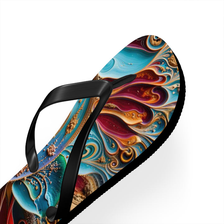 Intricate Floral Mandala - Flip Flops - Shoes - g(0D·IO) - XL - Black sole -