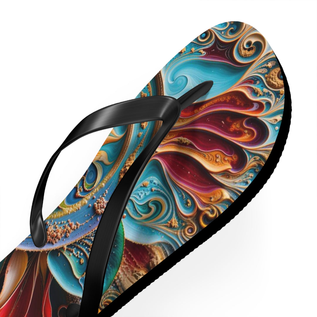 Intricate Floral Mandala - Flip Flops - Shoes - g(0D·IO) - XL - Black sole -