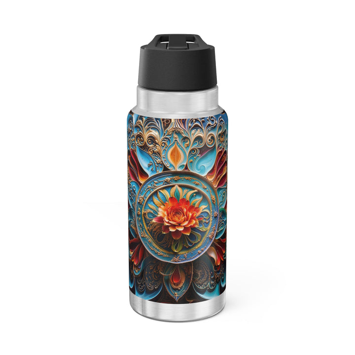 Intricate Floral Mandala - Gator Tumbler 32oz - Mug - g(0D·IO) - Silver - 32oz -