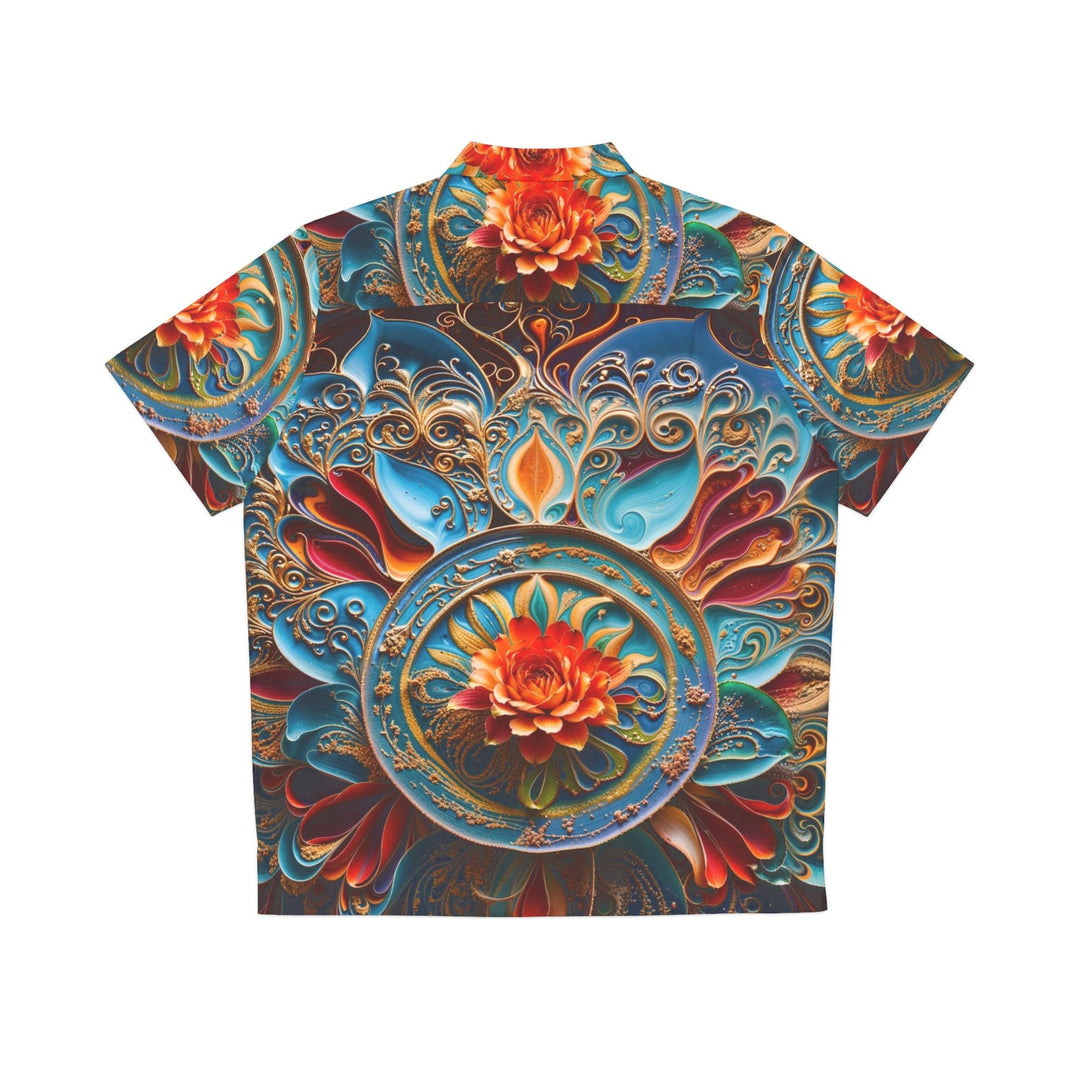 Intricate Floral Mandala - Men's Hawaiian Shirt - All Over Prints - g(0D·IO) - S - Black -