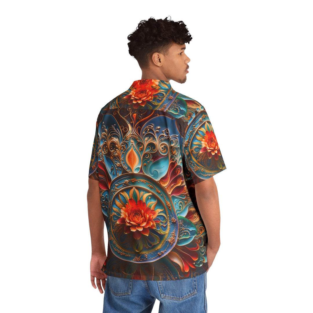 Intricate Floral Mandala - Men's Hawaiian Shirt - All Over Prints - g(0D·IO) - S - Black -