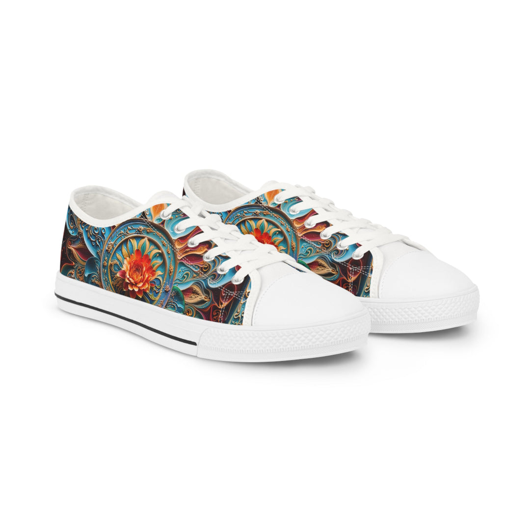 Intricate Floral Mandala - Men's Lowtop Sneakers - Shoes - g(0D·IO) - US 5 - White sole -