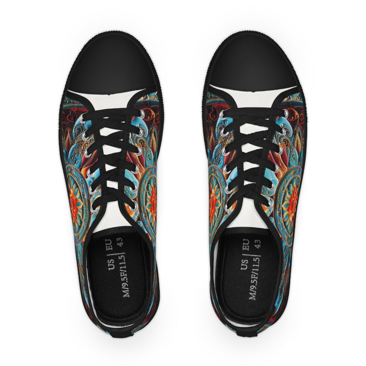 Intricate Floral Mandala - Men's Lowtop Sneakers - Shoes - g(0D·IO) - US 5 - Black sole -