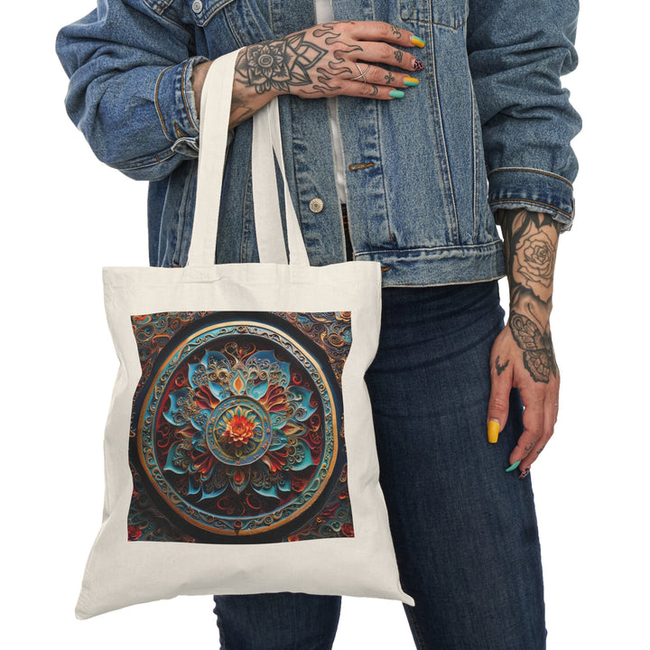 Intricate Floral Mandala - Natural Tote Bag - Bags - g(0D·IO) - 15" x 16" - Natural -